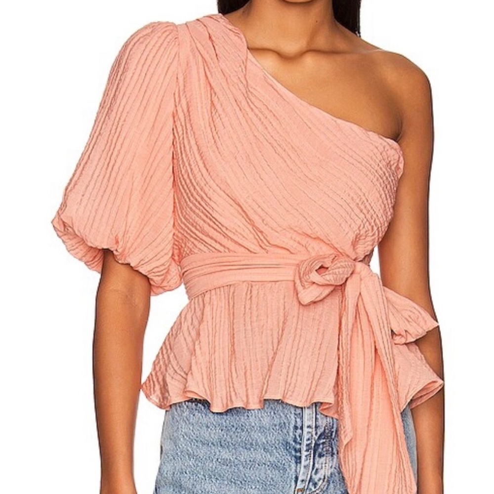 MINKPINK Peach One-Shoulder Blouse